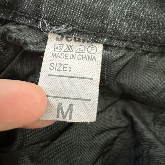 Women’s High Waisted Flare Leg Stretch Faded Black Gray Denim Jeans Medium - Picture 12 of 12